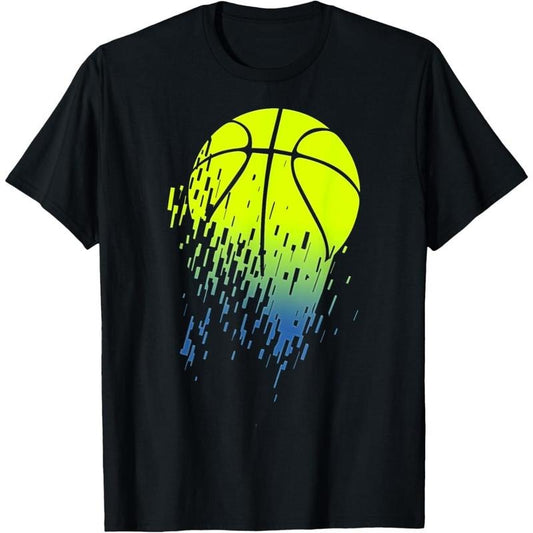 Disintegrating Neon Green Basketball Urban Graphic T-Shirt made in usa