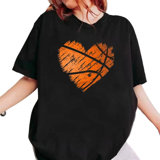 Distressed Basketball Heart Shirt, Basketball Mom T Shirt, Distressed Tee, Basketball Mom Gift, Girl Basketball Tee, Unisex Short Sleeve Tee, Casual Clothing