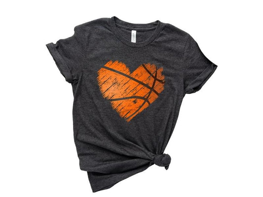 Distressed Basketball Heart Shirt, Distressed Shirt, Basketball Heart Shirt, Classic Unisex T-Shirt, Gifts For Basketball Fan, Short Sleeve Tee Shirt, Basketball Gifts, Game Day Shirt, Gifts For Birthday Menswear Top