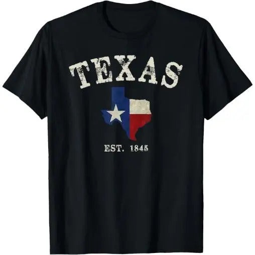 Distressed Texas State Flag Map T-Shirt Made in USA