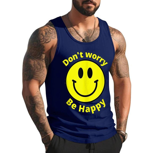 Do Not Worry Be Happy! Sunshine Cute Happiness Face Unisex Tank Top, Cotton, Size S-3XL