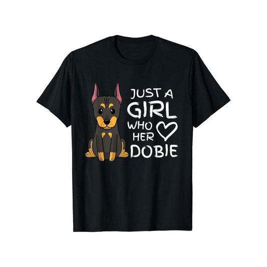 Doberman Lover's Delight: 100% Cotton Crew Neck T-Shirt with Adorable Puppy Print - Casual Summer Tee for Men  made in usa