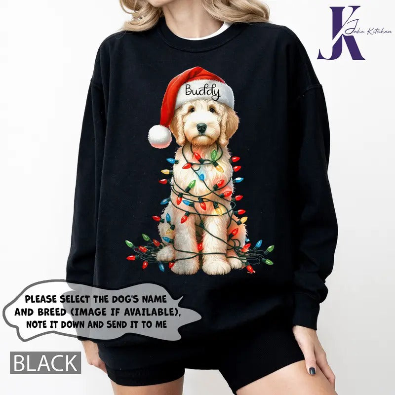 Dog Christmas Sweatshirt, Personalized Dog Christmas Sweater, Xmas Dog Shirt, Dog Lover Shirt, Holiday Sweater, Goldendoodle Christmas Dog Sweatshirt