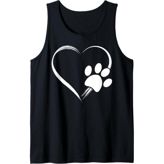 Dog Paw Print Heart T-Shirt - Gift for Mom - Gift for Dad Tank Top MADE IN USA