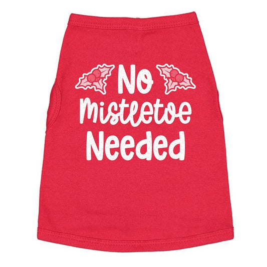Dog Shirt No Mistletoe Needed Funny Christmas Pet Kiss Graphic Novelty Tee for Puppies Christmas Shirt For Dogs Red