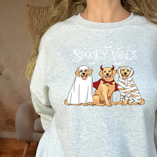 Dogs Spooky Vibes Halloween gildan sweatshirt
