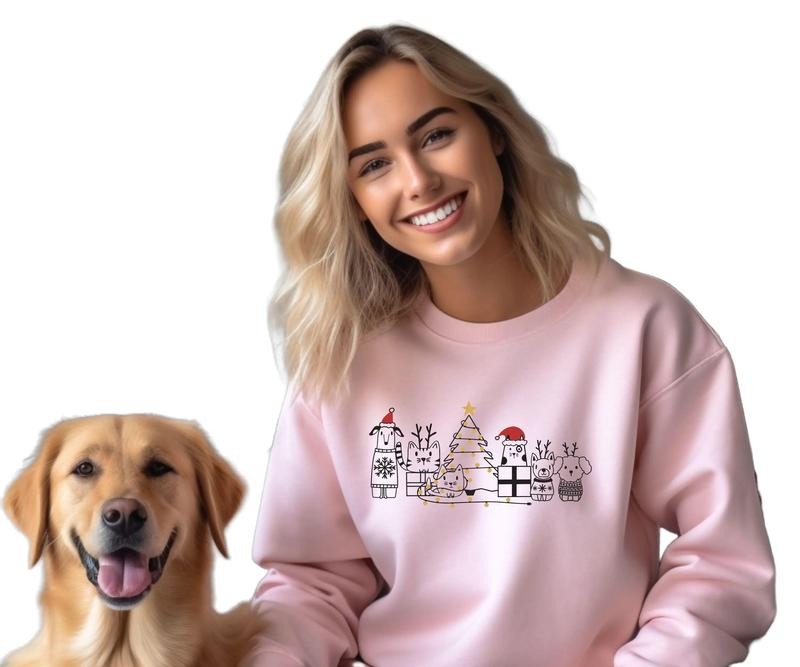 Dogs and Cats Christmas Crewneck Sweatshirt