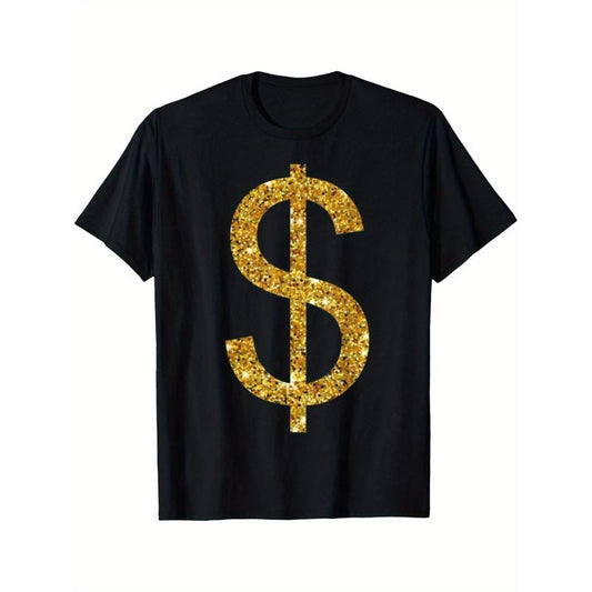 Dollar Sign Clothing & Apparel | Fashionable Dollar Sign T-Shirt, Soft, Perfect for Casual Wear, Gift Idea, Men's Fashion Cotton Round Neck Printed T-shirt made in usa
