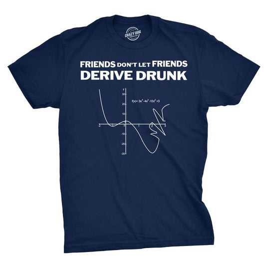 Don't Drink And Derive T Shirt Funny Math Teacher Hilarious Drinking Graph Tee Mens Funny T Shirts Cool Tees Soft Stylish Casual Menswear Teacher Apparel for Men Funny Drinking Short Sleeve Novelty Navy