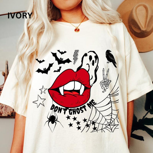 Don't Ghost Me T-shirt, Comfort Colors Shirt, Halloween Graphic Shirt, Vampire Shirt, Vintage Shirt Cotton Fabric