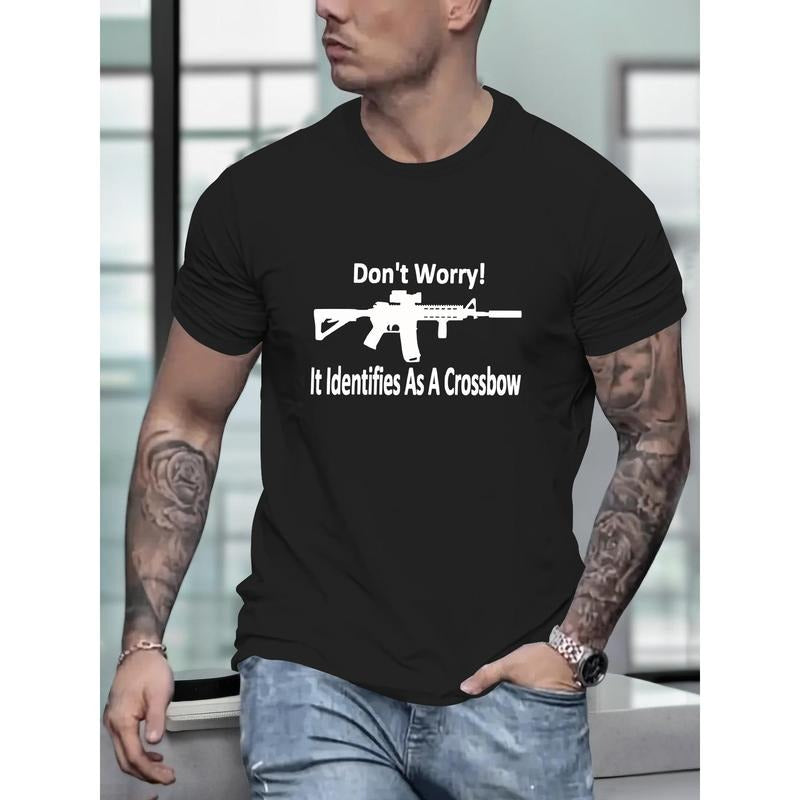 Don't worry! It is recognized as a crossbow print T-shirt, summer fashion sports short sleeve men's T-shirt, soft and breathable, jogging men's wear Made in USA