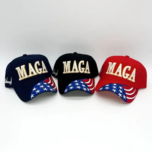 Donald Trump 2024 JD Vance MAGA Make America Great Again Signature Embroidered Flag Bill Baseball Cap Hat USA United States of America