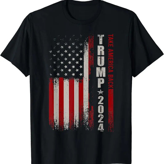 Donald Trump 2024 Take America Back American Flag Patriotic T-Shirt | Unisex Cotton Tee Gift | Full Size