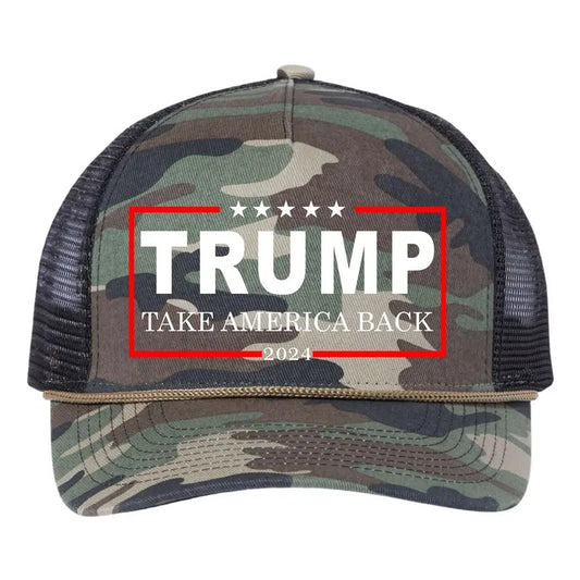 Donald Trump 2024 Take America Back USA United States Retro Rope Trucker Hat Cap