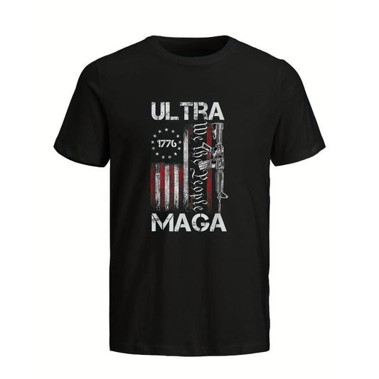 Donald Trump 2024 Ultra Maga T Shirt, Men's Fashion Home Outdoor Casual Athletic T-Shirt Made in USA