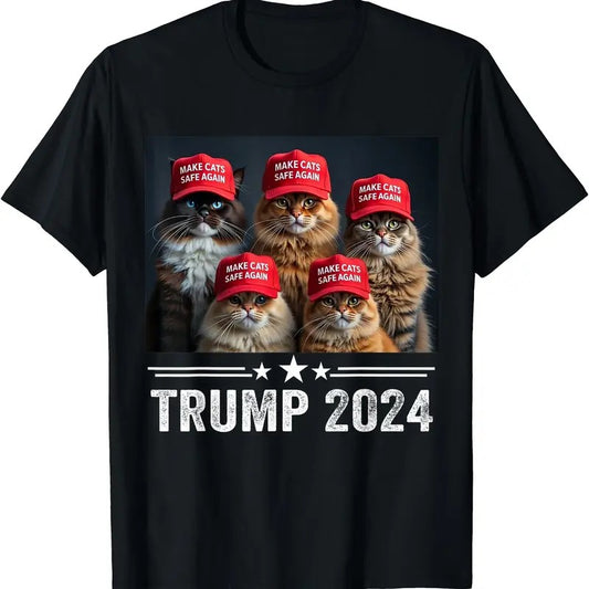Donald Trump Make Cats Safe Again Red Hat 2024, Debate T-Shirt | Unisex Cotton Tee Gift | Full Size
