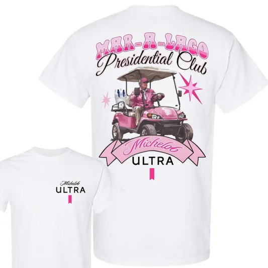 Donalddd Trumuuppp Club Michelob Ultra Beer Pink T-shirt Sweatshirt- This Funny T-Shirt 2024 Ellection- Full Color, Cotton Unisex 2 Sides Shirt, For Men, For Women Classic Cotton
