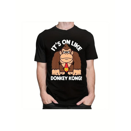 Donkey Cotton Tee Crew Neck Summer Graphic Tee Shirt Gorilla For Men Funny Men T Shirts It's On Like Kong 220g made in usa