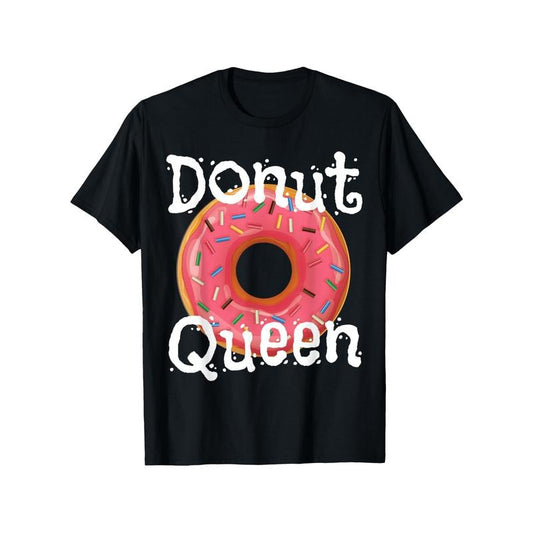 Donut Queen Graphic Tee for Men & Women - 100% Cotton, Comfort Fit, Perfect for Casual Wear or Dessert Shops, Black, Sizes S-3XL made in usa