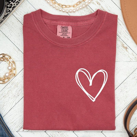 Double Heart Pocket Print, Comfort Colors Tshirt, Valentine's Day, Valentine's Day Comfort Colors Tshirt, Women's Graphic Tee, Love, Heart, Cupid