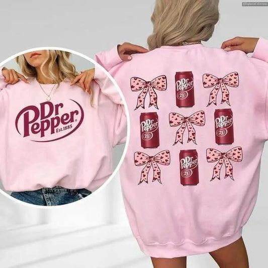 #DrPepper pink coquette bow 2 Sides SWEATER & T SHIRT, #Pepper lover, #Pepper Fan, Gift for love one , Global Trending Outfits