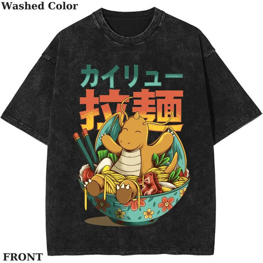 Dracolosse Ramen Pokemon Graphic T-Shirt, Pokemon T-Shirt, PKM Shirt, Anime Funny Shirt, Vintage Tee Streetwear Shortsleeve Printed Womenswear Top
