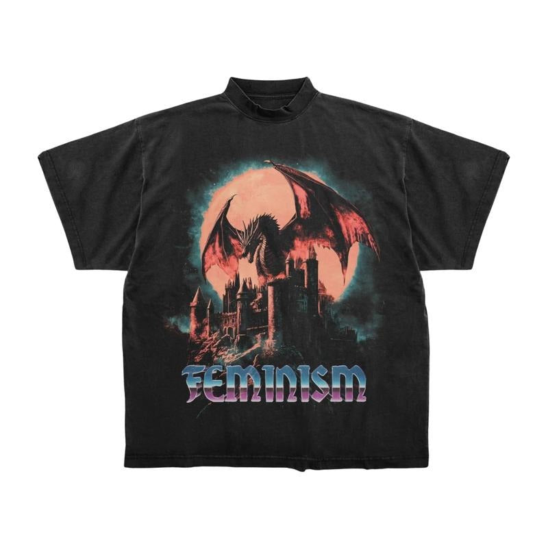 Dragon Graphic T-Shirt, Fantasy  Gothic Tee, Y2K Aesthetic Dragon Shirt