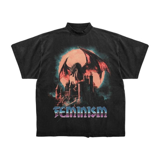 Dragon Graphic T-Shirt, Fantasy  Gothic Tee, Y2K Aesthetic Dragon Shirt