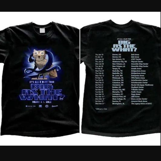 Drake and J. Cole Big As A What Tour 2024 Black T-Shirt Gift Fans Music S-3XL