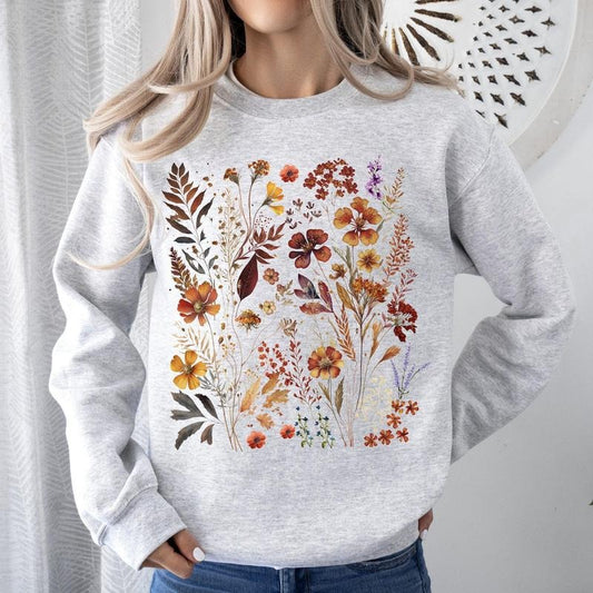 Dried Wildflowers, Nature, Meadow, Floral, Leaves Sweatshirt