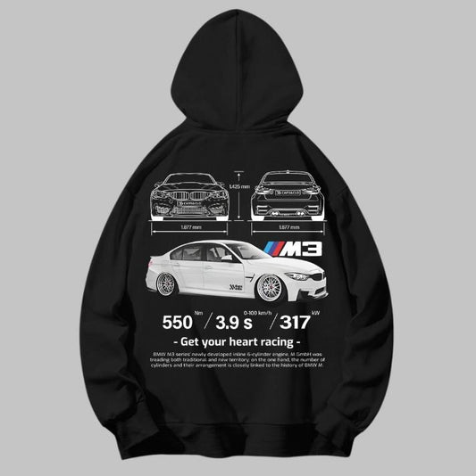 Drive in Style: Car-Themed Hoodie, F80 M3 Black Hoodie, F80 M3 Technical Specs Hoodie, Racing Shirt, Sport Car Shirt Menswear Top Streetwearstyle{n002}2