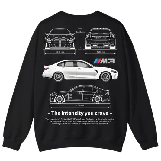 Drive in Style: Car-Themed Sweatshirts, G80 M3 Technical Specs Sweaters, Vintage Graphic Crewneck, Unisex Car Shirt Top Menswear Womenswear Streetwear