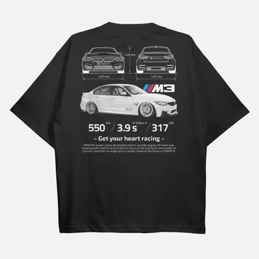 Drive in Style: Car-Themed T-Shirts, F80 M3 Black T-Shirt, F80 M3  Technical Specs T-Shirt, Racing Shirt, Sport Car Shirt Menswear Top Menswear Top