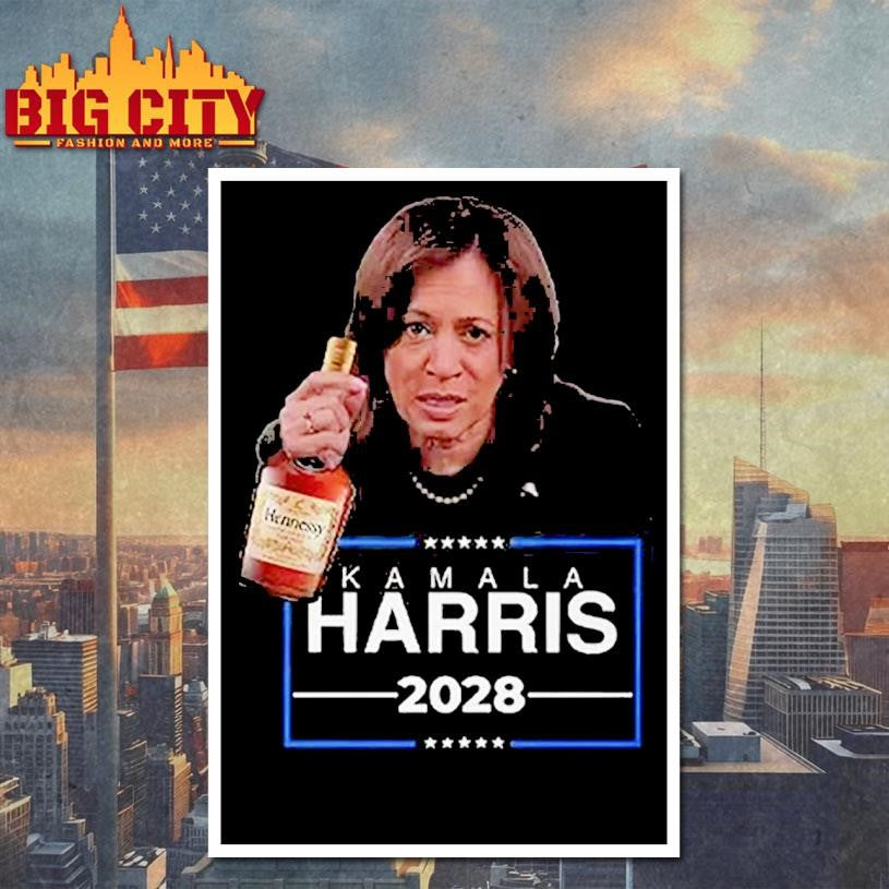 Drunk Aunt Kamala Harris Running In 2028 Hennessy Bottle 2025 New Shirt
