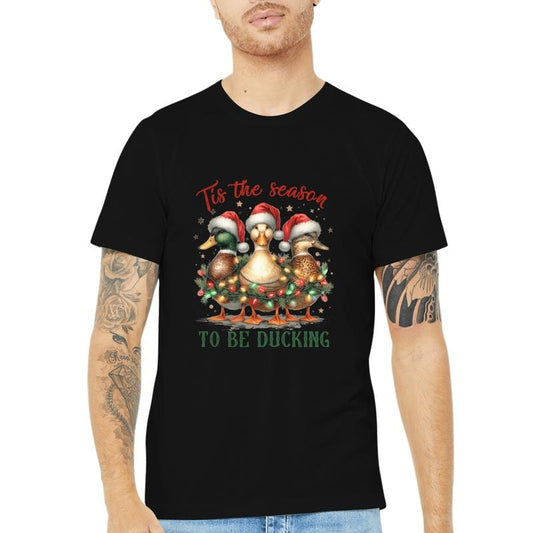Ducking into Christmas: A Festive Season with Quacky Joy, Perfect For Outdoor Sports And Daily Activities, Casual Short-sleeved Round Neck T-shirt made in usa