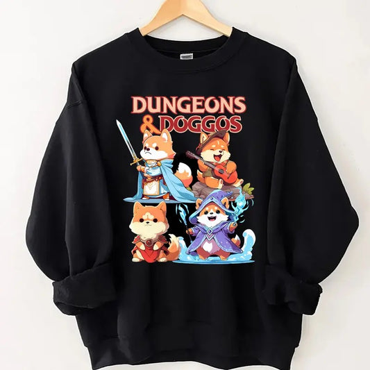 Dungeons and Dragons Shirt, DND & Doggos DND Dog T-Shirt ,Cute Doggo Tshirt, Shiba Inu Paladin Corgi Wizard, Tabletop RPG Hoodie, Dragons Gamer Shirt, Funny Dungeons Master Sweater, , DnD Sweatshirt, DnD Shirt, Dungeon Master Sweatshirt