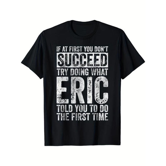 ERIC Fashion Trend Digital Printed Men's T-shirt 100% Cotton Comfortable Casual Sports 2024 Summer New High Quality Short Sleeve Black  made in usa