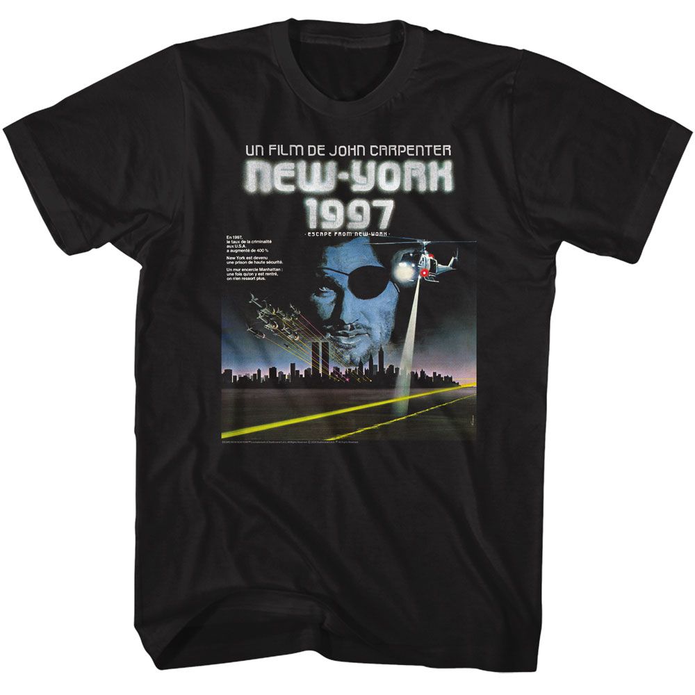 Escape From New York - French Poster Image - American Classics - Solid Black Adult Short Sleeve T-Shirt