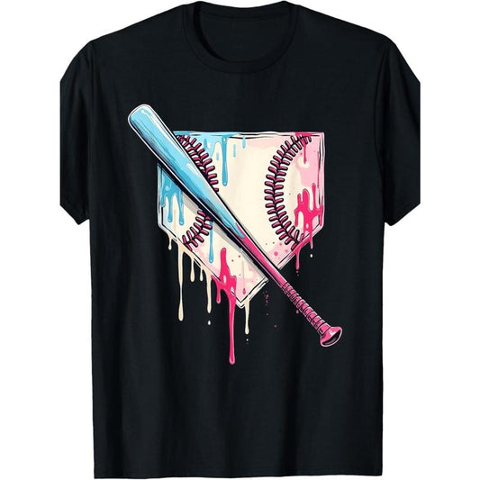 EWH Cool Sport Baseball Home Plate Drip With Sprinkles Drip T-Shirt made in usa