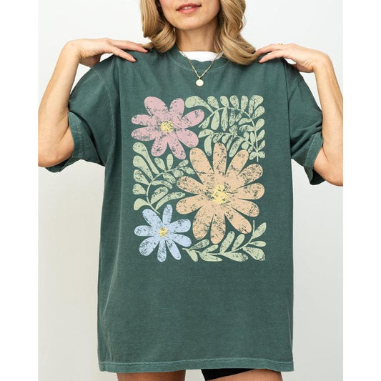Earthy, Gorgeous Abstract Flowers, Boho Floral Design, Summer Vibes, Gardening, Festival, Nature Shirt, Women's Comfort Color Tee, Tshirt
