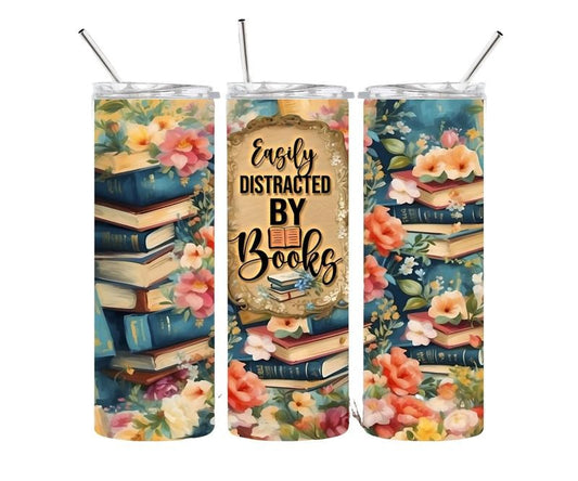 Easily Distracted By books 20oz Stainless steel tumbler