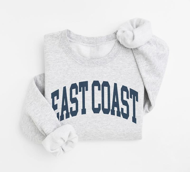 East Coast Sweatshirt, Summer Shirt, Trendy Travel Destination Gift, Unisex Crewneck Sweatshirt