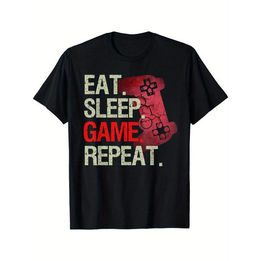 Eat Game Repeat Gamer Video Games T-Shirt for The Youth, Soft Fabric, Breathable, Comfortable Short Sleeve Tees Perfect for Summer, Birthday Gift to Teens made in usa