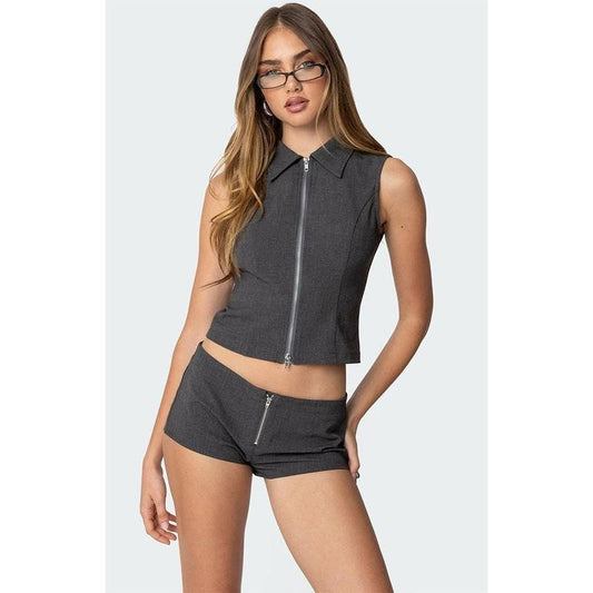 Edikted Women's Allie Collared Zip Up Top