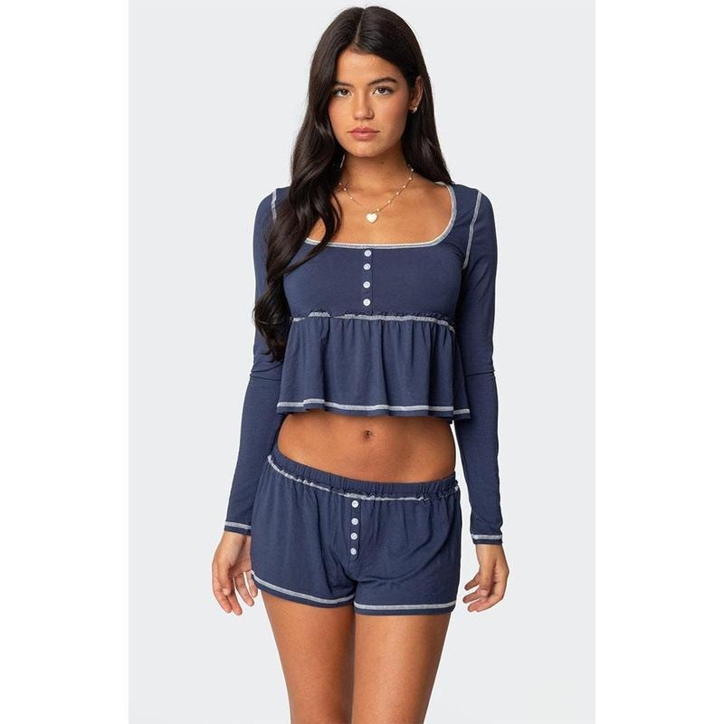 Edikted Women's Arianne Contrast Babydoll Top