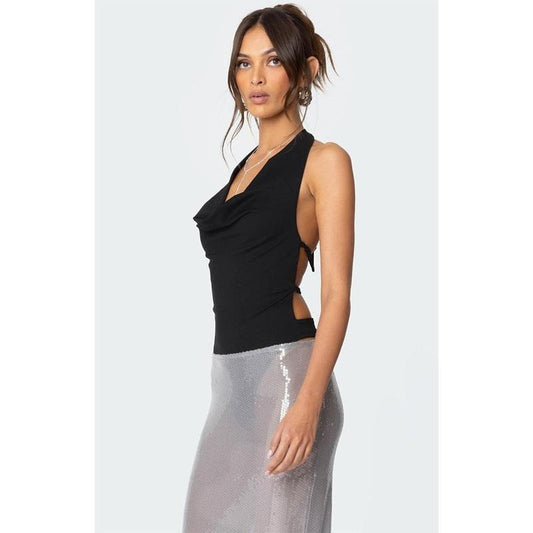 Edikted Women's Backless Cowl Neck Bodysuit