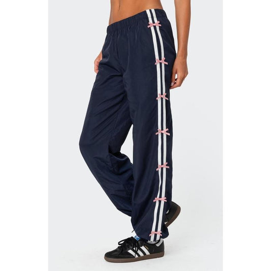 Edikted Women's Bow Stripe Nylon Track Pants