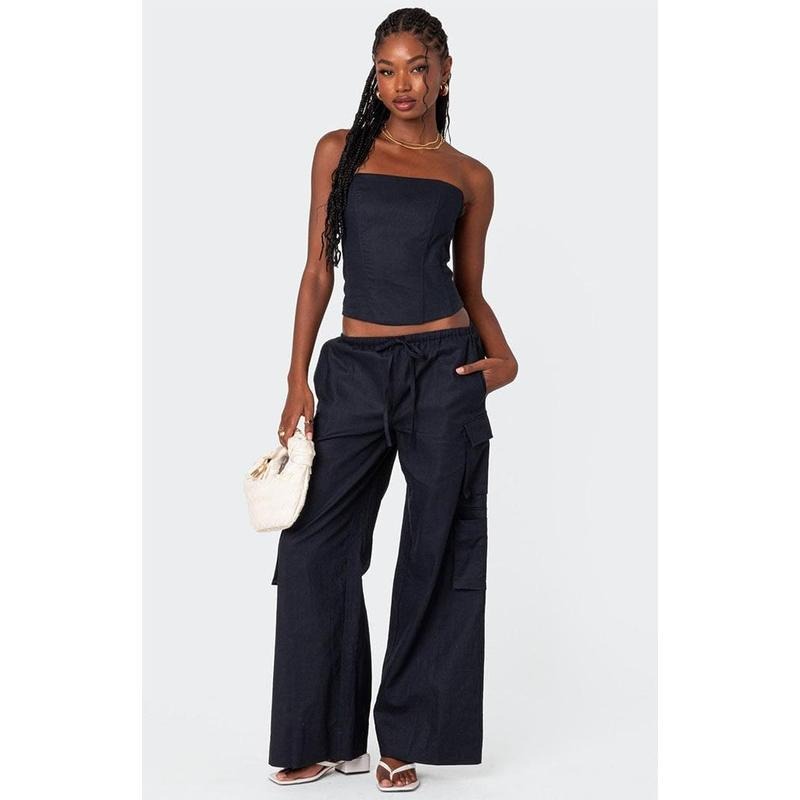 Edikted Women's Bristol Linen Look Cargo Pants