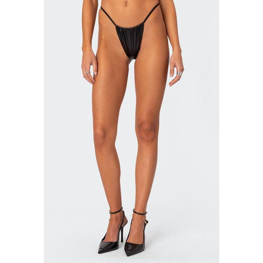 Edikted Women's Bruna Faux Leather High Cut Bikini Bottom