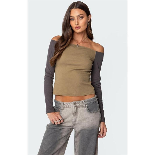 Edikted Women's Contrast Off Shoulder Top